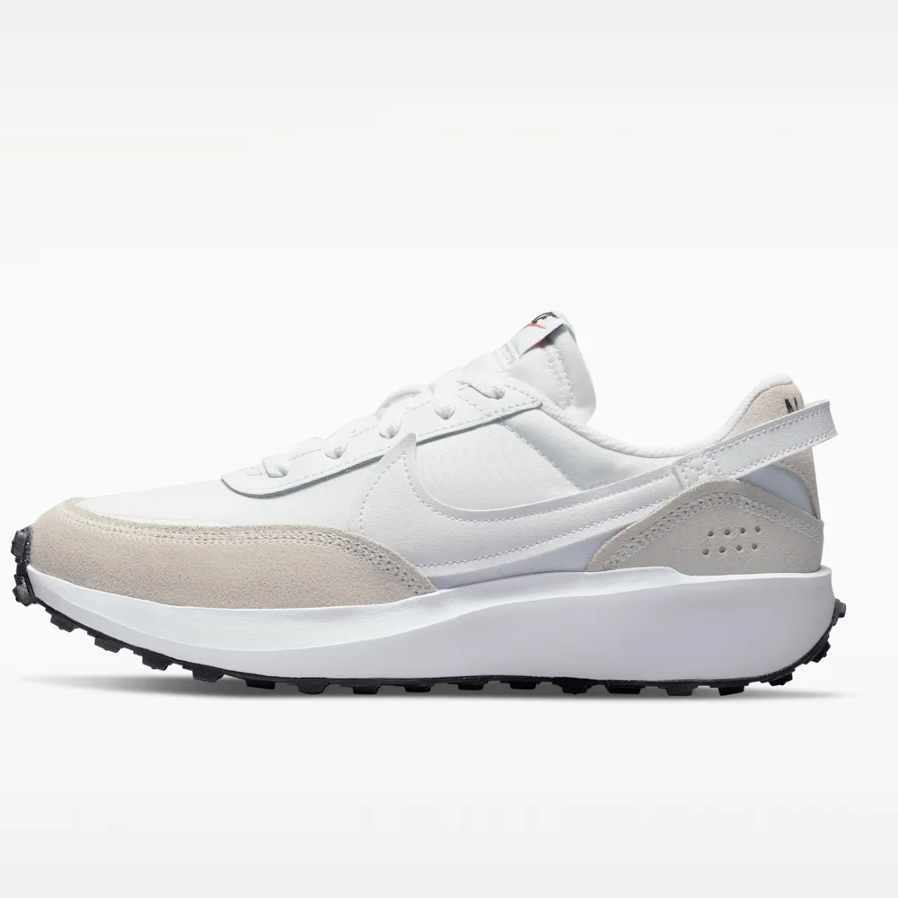 Nike Waffle Runner Leather Sneakers in White & Light Beige SIZE 9.5